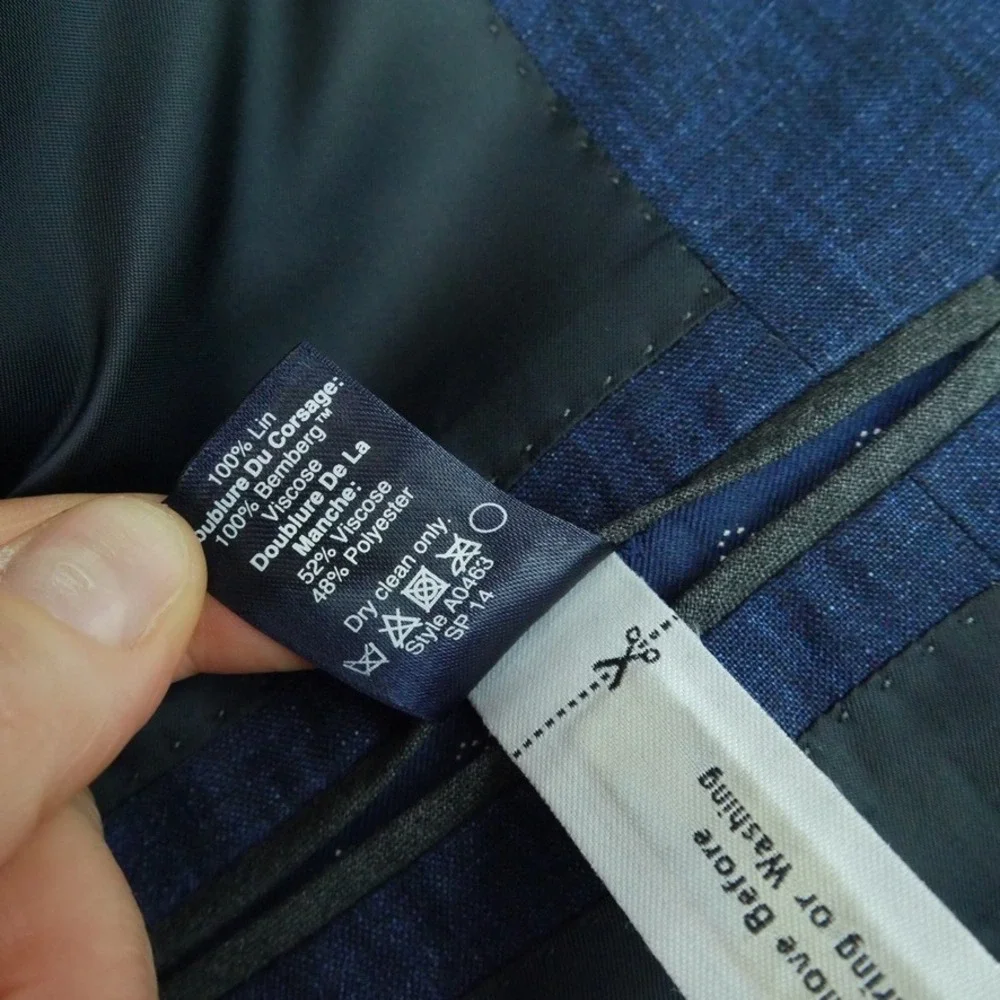 J.Crew Ludlow Suit Indigo Blue 100% Linen 34S Blazer 30x30 Pants Two Button